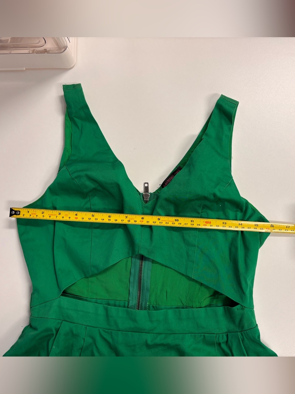 Juniors Material Girl Emerald Green V-Neck Fit & Flare Dress - Picture 5 of 6